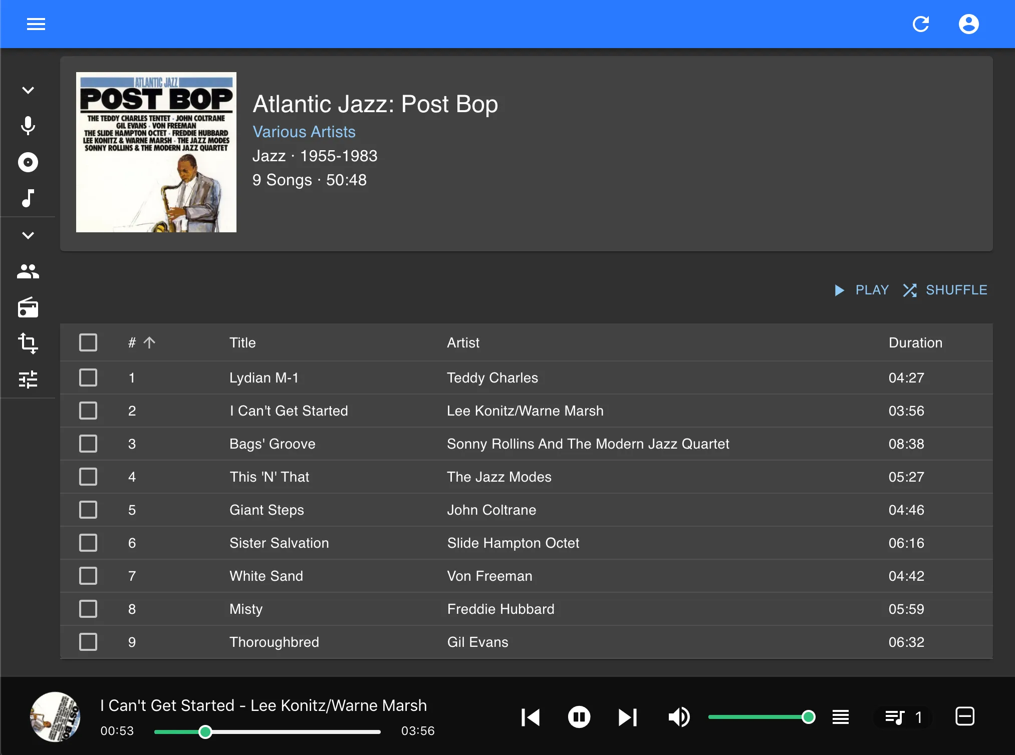 Dark theme album view